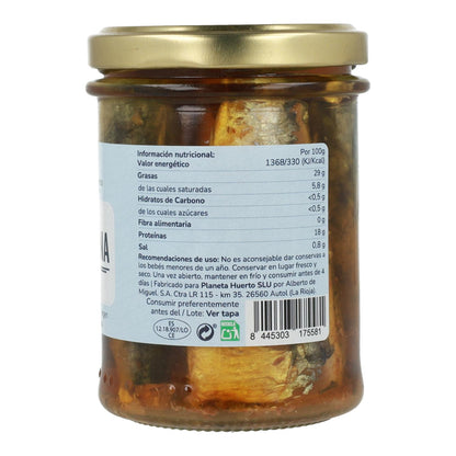 Pack 6x Sardines in olive oil ECO Planeta Huerto 190 gr