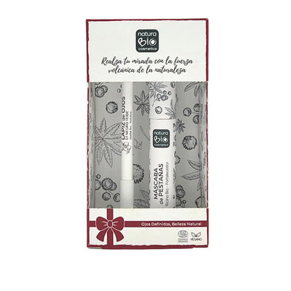 Geschenkbox Duo Augen-Make-up NaturaBio Cosmetics, schwarzer Kajalstift + schwarze Volumen-Wimperntusche, Natubio Cosmetics