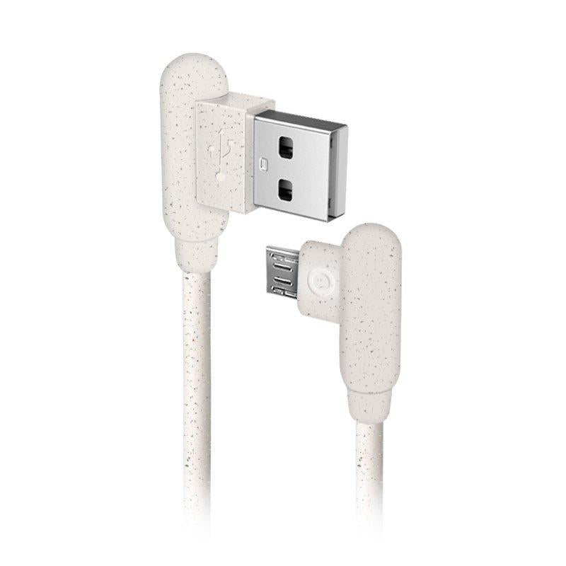 Miljövänlig Micro USB-kabel tillverkad av 35 % biologiskt nedbrytbara material SBS Vit