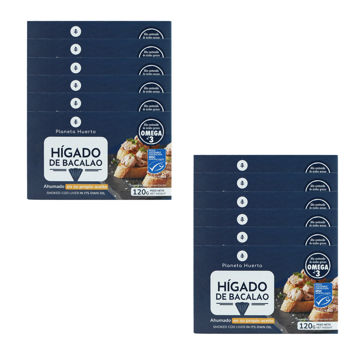 12er-Pack Kabeljauleber in eigenem Öl, Planeta Huerto, 120 g