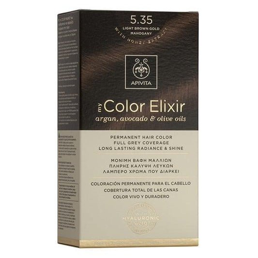 Farba do włosów My Color Elixir N5.35 Jasny kasztanowy mahoń Apivita