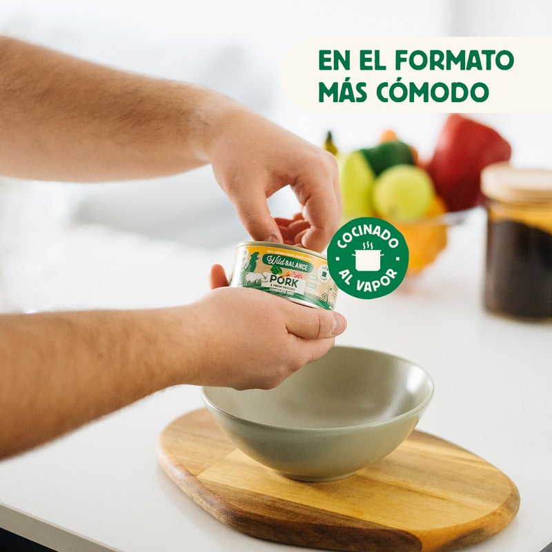 Pakket BARF varkensvlees en groenten voor katten 6 x 120 g Wild Balance