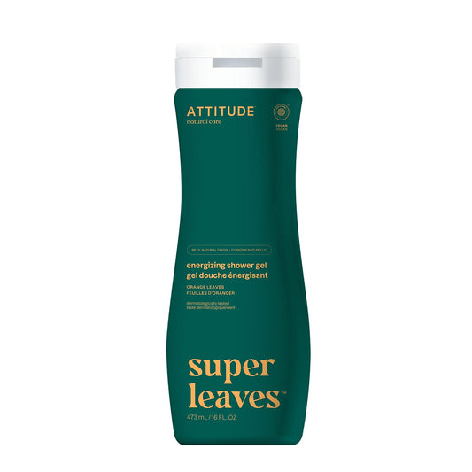 Gel doccia energizzante Super Leaves - Foglie d'arancio, Attitude, 473 ml