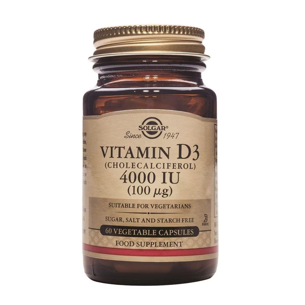 Vitamin D3 (Cholecalciferol) 4000 IE (100 μg) 60 pflanzliche Kapseln Solgar 120 pflanzliche Kapseln