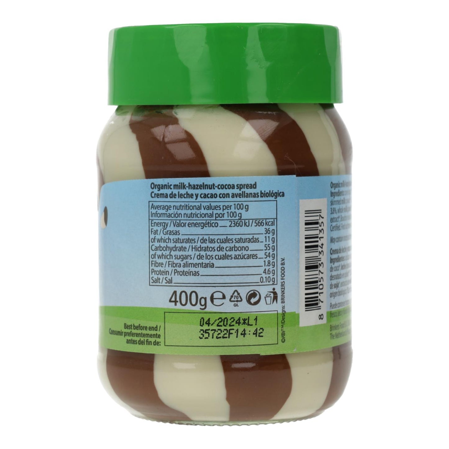 Crème au chocolat Nuscobio Duo 400 g