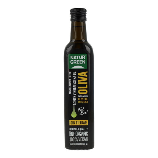Biologische ongefilterde extra vierge olijfolie NaturGreen, 500 ml