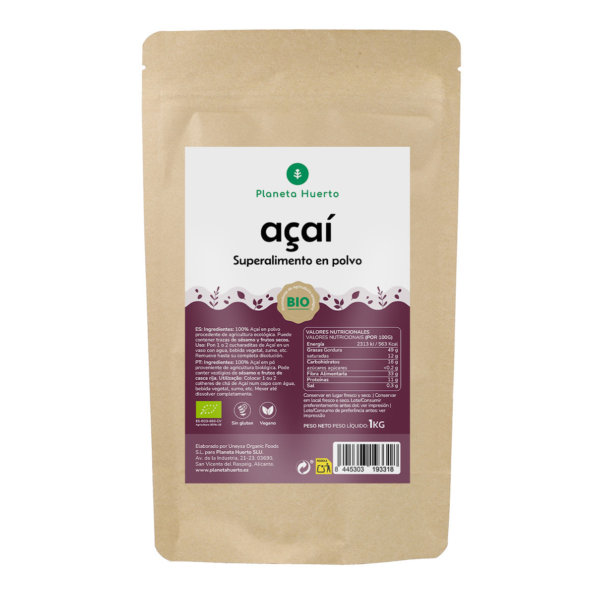 Açaí in polvere ECO Planeta Huerto 1 kg