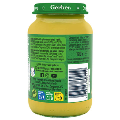 Bio-Babynahrung aus Erbsen, Kartoffeln und Huhn, Gerber, 190 g