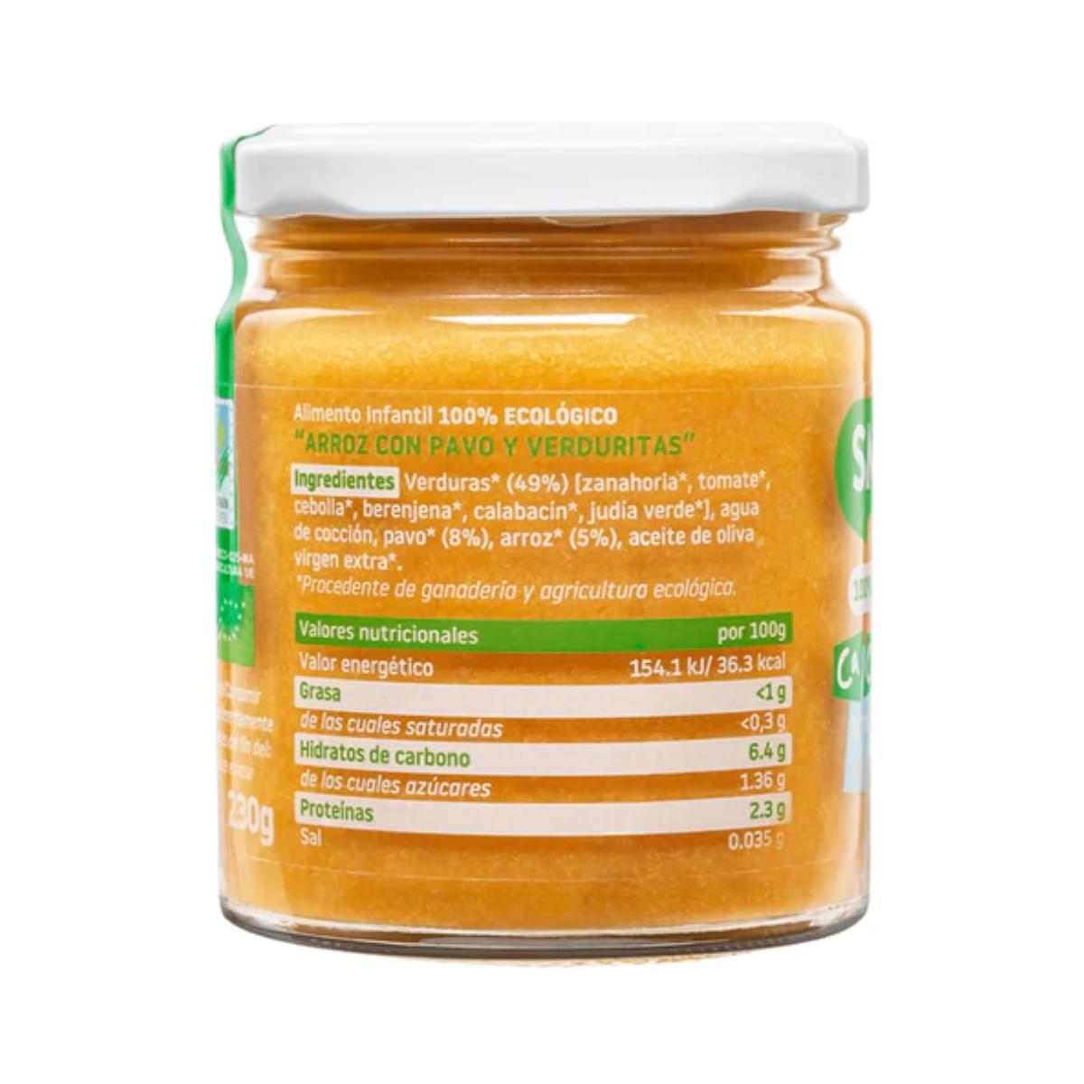 Confezione da 12 vasetti di riso con tacchino e verdure biologico CA CHI TOS Smileat, 230 g