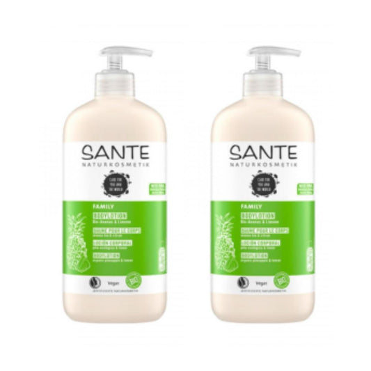 2er-Pack Körperlotion Ananas und Zitrone Sante, 500 ml