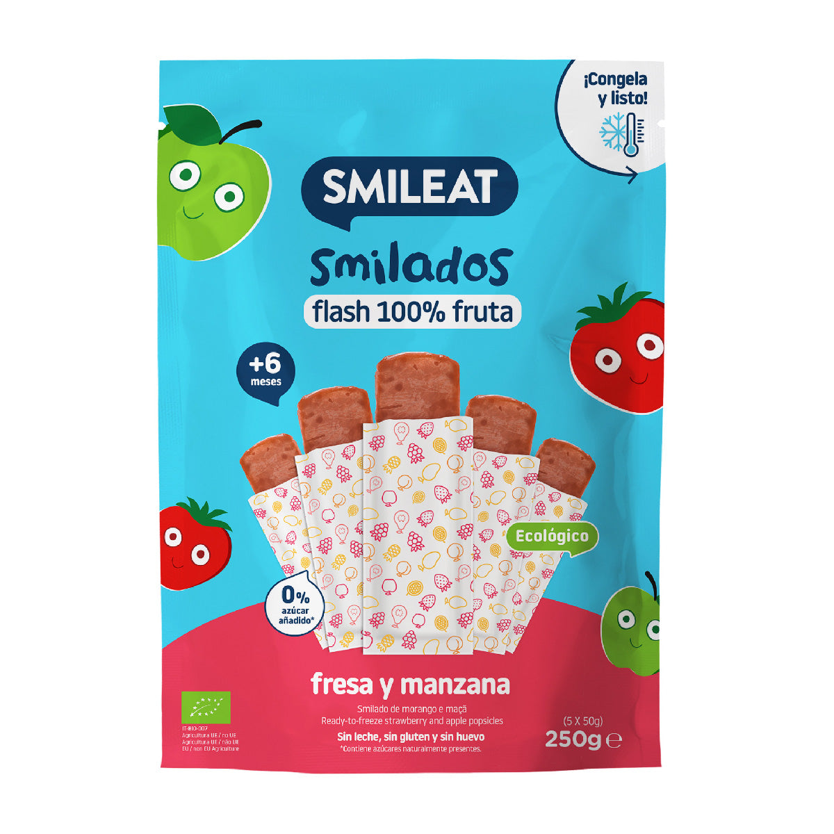 Zestaw lodów dla dzieci SMILADOS 100% owoców BIO Smileat 3 sztuki po 250 g