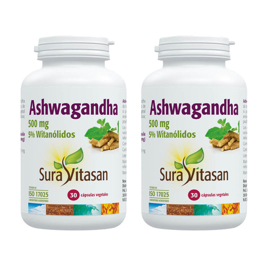 Pakket 2x Ashwagandha, Sura Vitasan, 30 capsules