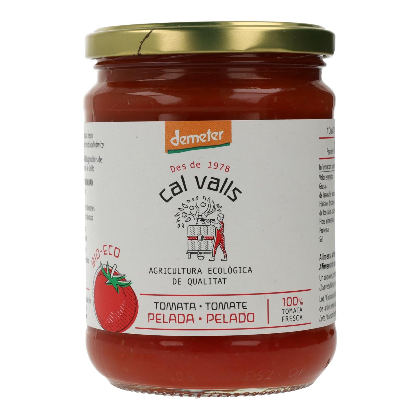 Tomate entero pelado ECO, Cal Valls, 400 g