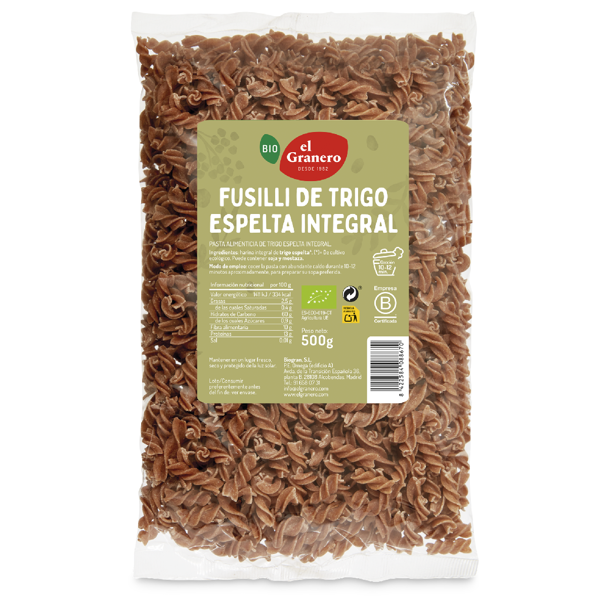 Fusilli integrali di farro Bio El Granero 500 g