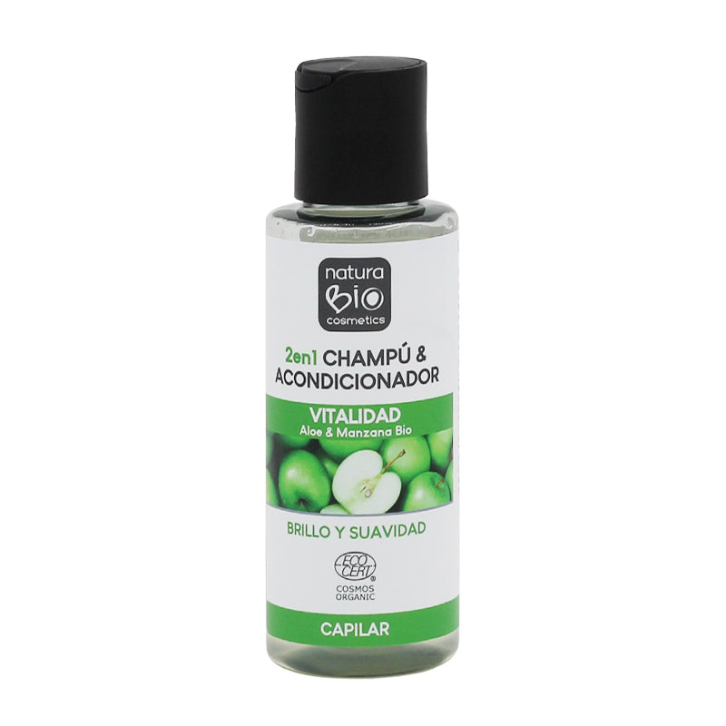 Vitality 100 Aloe & Apple Organic 2-in-1 Shampoo & Conditioner, NATURABIO, 100 ml
