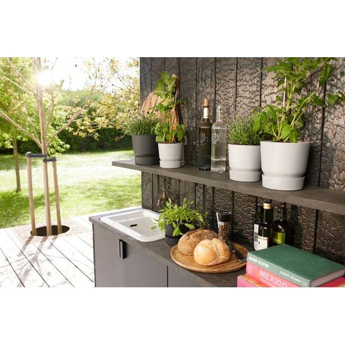 Pot de fleur avec soucoupe intégrée Greenville Elho Anthracite 18 cm