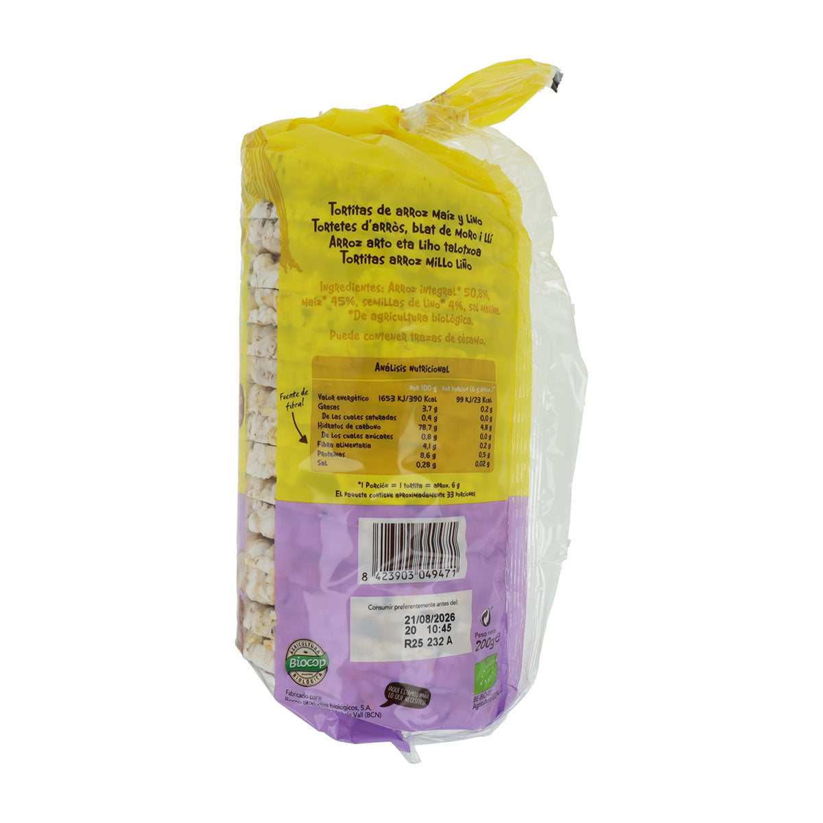 Tortitas Arroz y Maíz con Lino Biocop 200 g
