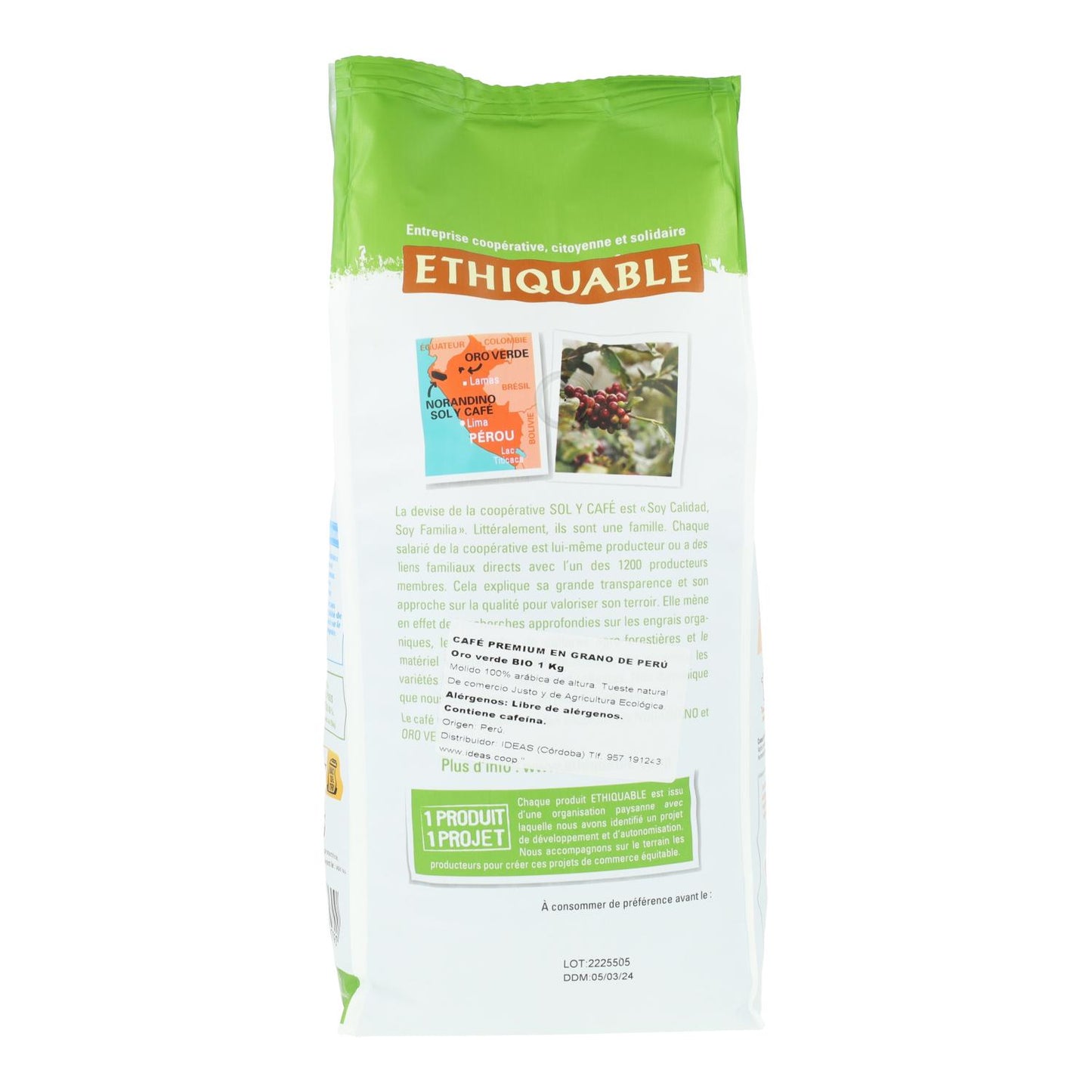 Kawa Premium ziarna Peru Oro verde BIO ideas Sprawiedliwy Handel 1 kg