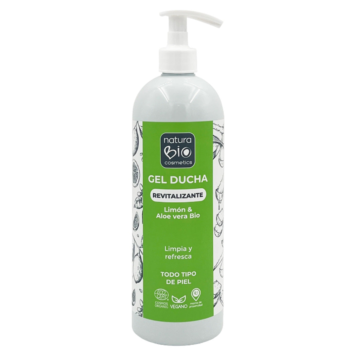 Revitaliserande duschgel med citron och ekologisk aloe vera Naturabio 740 ml