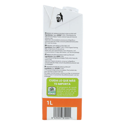 Pack of 6x Sol Natural Organic Gluten-Free Oat Drink 1 L