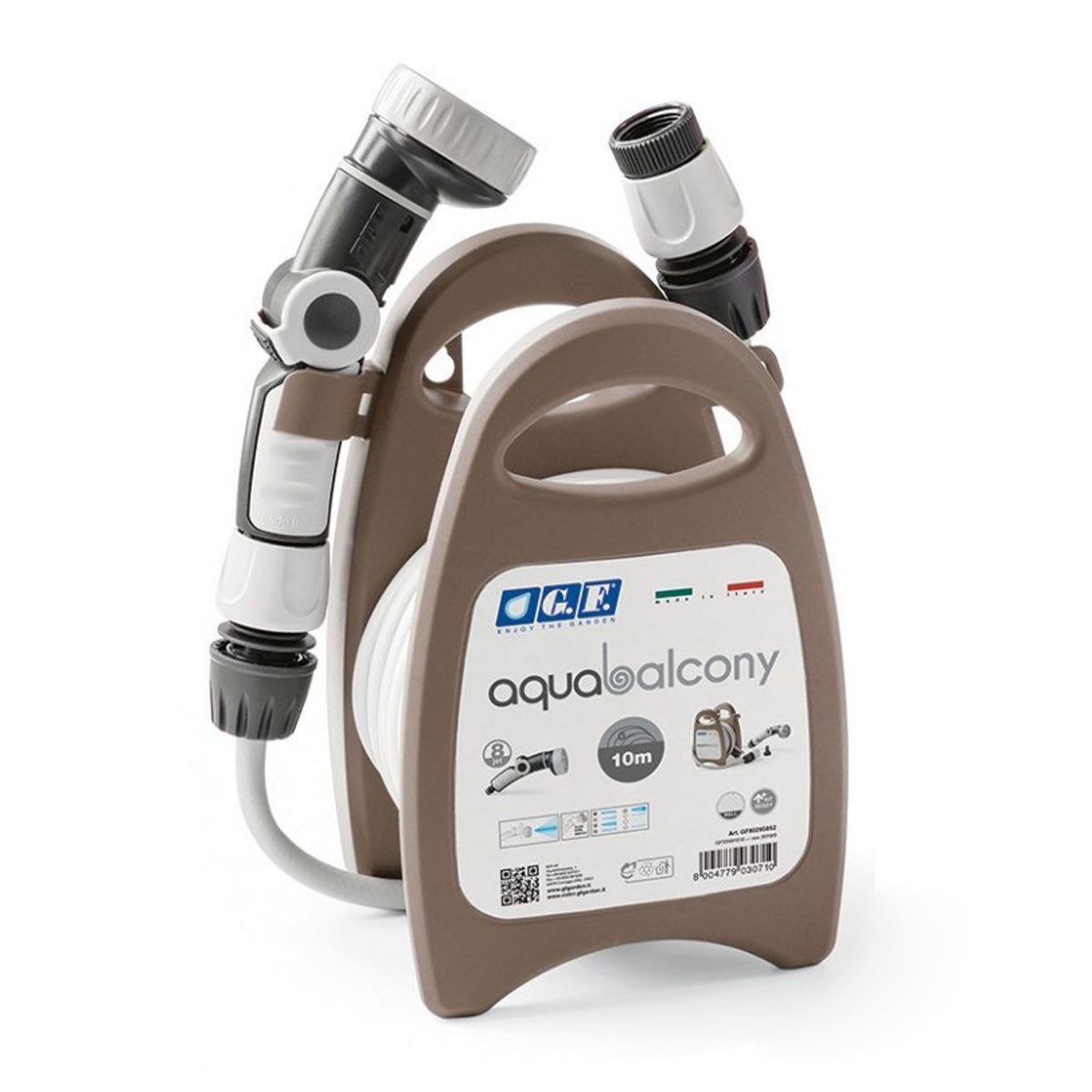 Minislanghållare, utrustad, grå AQUABALCONY 10 m