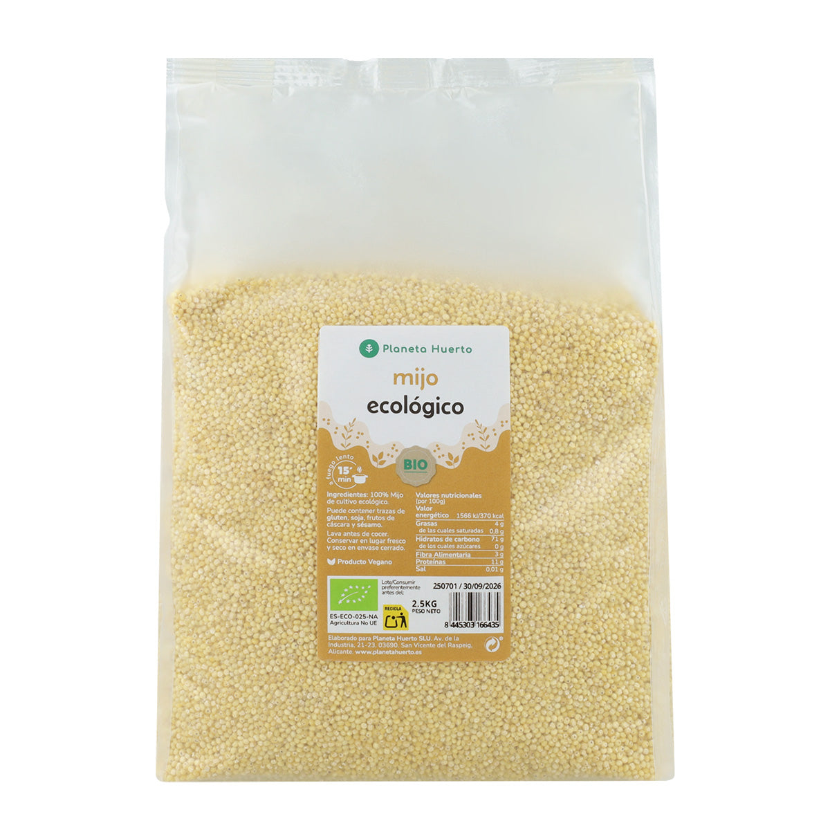 Gepelde gierst ECO Planeta Huerto 2,5 kg