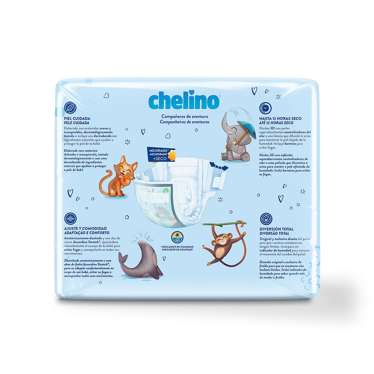 Pack of 6x T6 Junior Nappies (17-28 kg) 27 units, Chelino