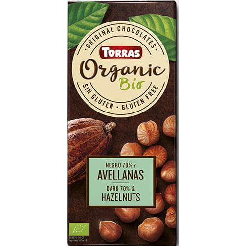 Chocolat noir végétalien 70 % et noisettes bio Torras 100 g