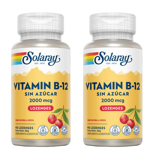 Zestaw 2x witamina B12 2000 mcg podjęzykowa Solaray 90 tabletek