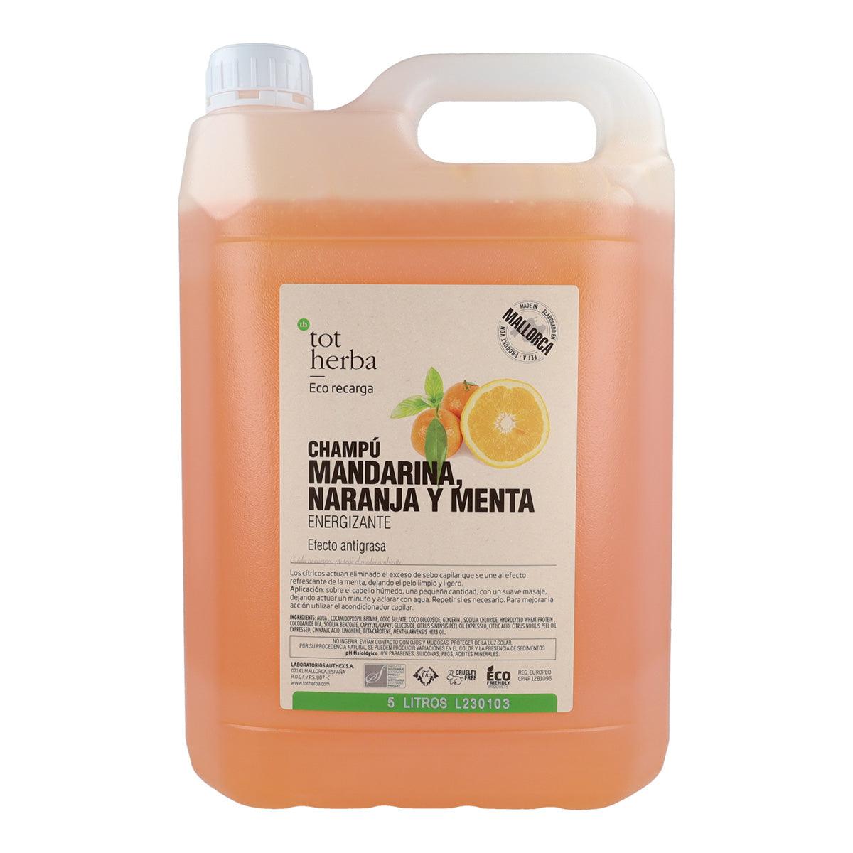 Shampoing orange mandarine et menthe 5 litres Tot Herba