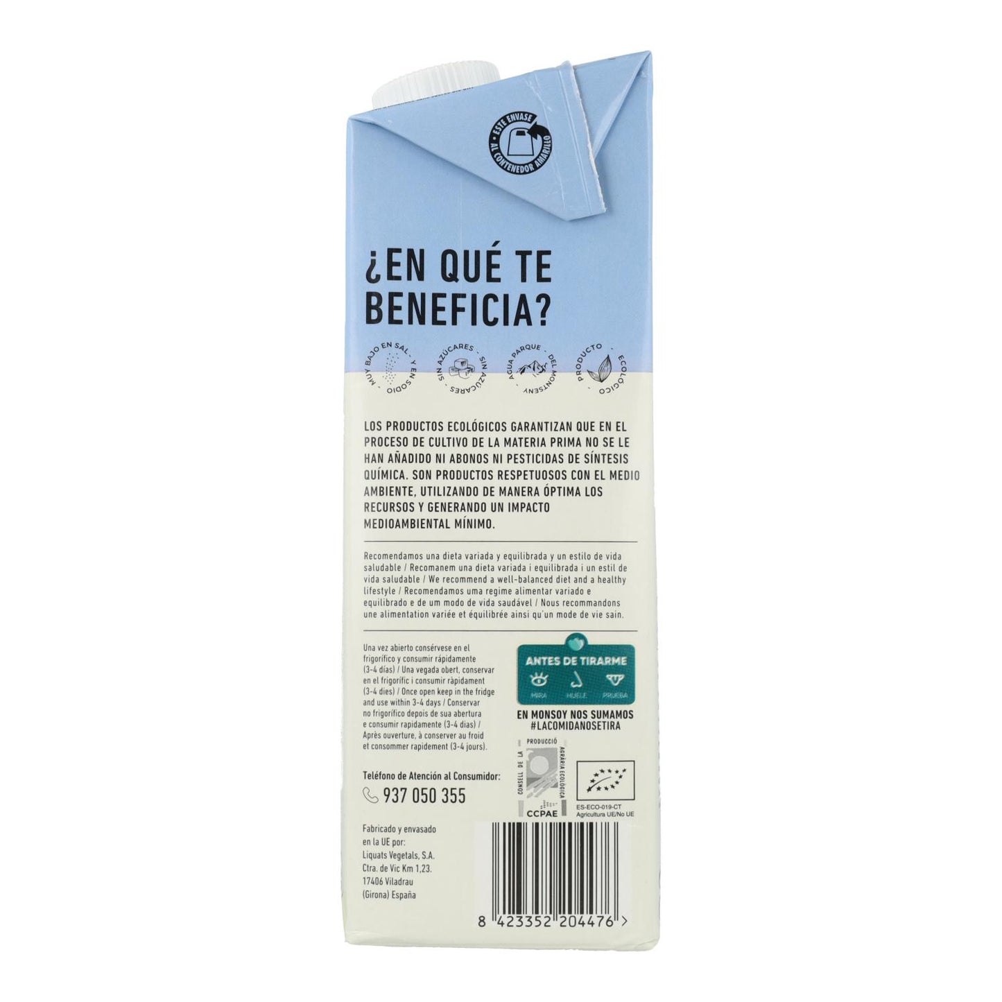 Pack of 6 Monsoy Sugar-Free Almond Milk 1 L