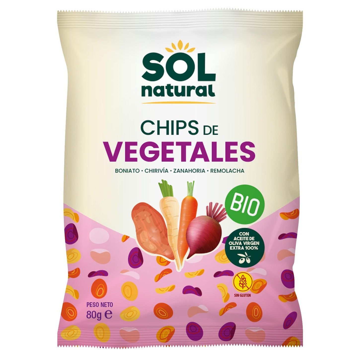Organic Vegetable Chips with Sol Natural Olive Oil 80 g