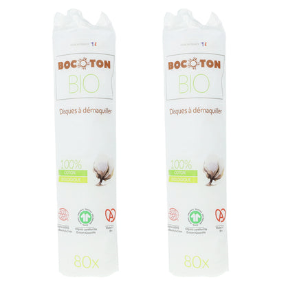 Pack PROMO 2x Disques démaquillants en coton bio Bocoton 80 disques