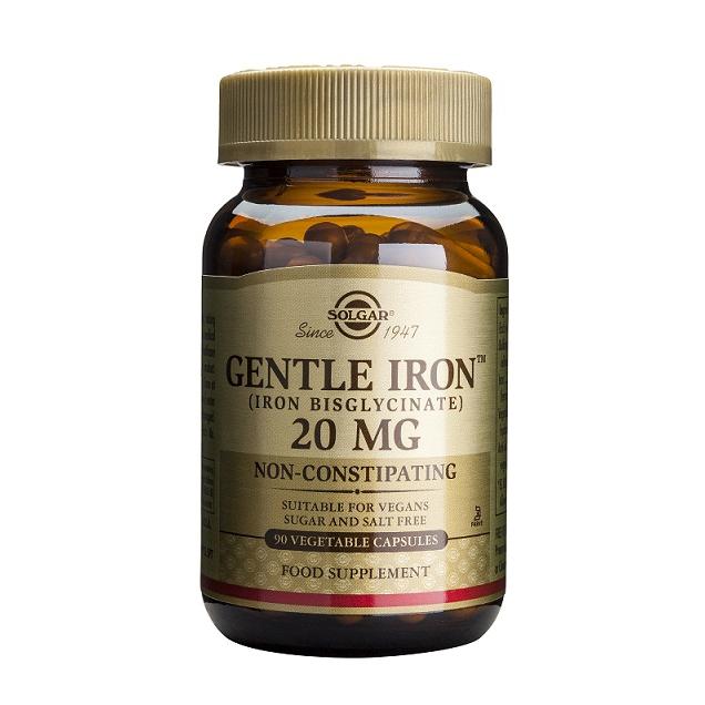 Eisen Gentle ® Eisenglycinat Pflanzliche Kapseln Solgar 90 Tabletten