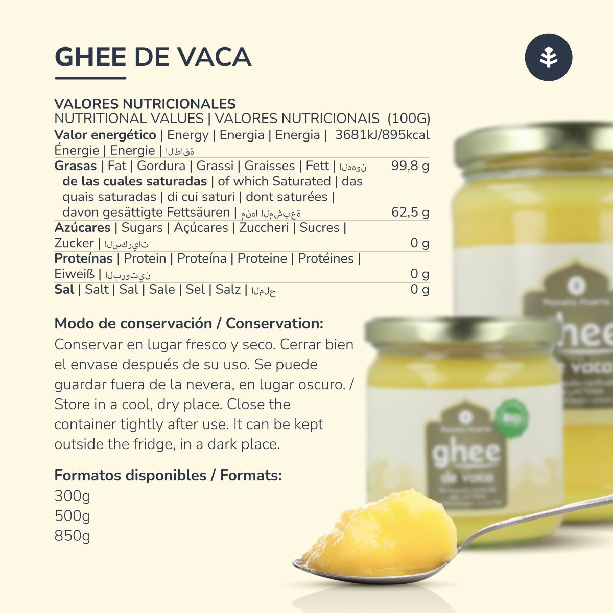 Beurre clarifié Ghee ECO Planeta Huerto 850 g