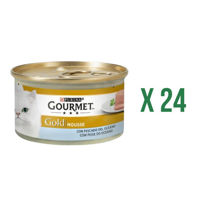 Pack 24 x GOURMET GOLD Mousse Aliment humide Poisson de l'océan 85 g