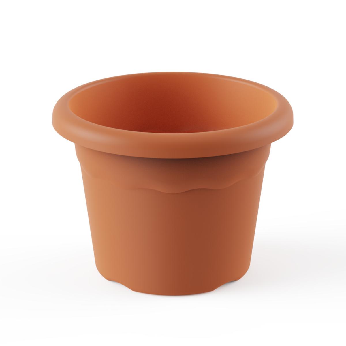 Vaso rotondo terra color terracotta, Plastiken, D 18 x 13