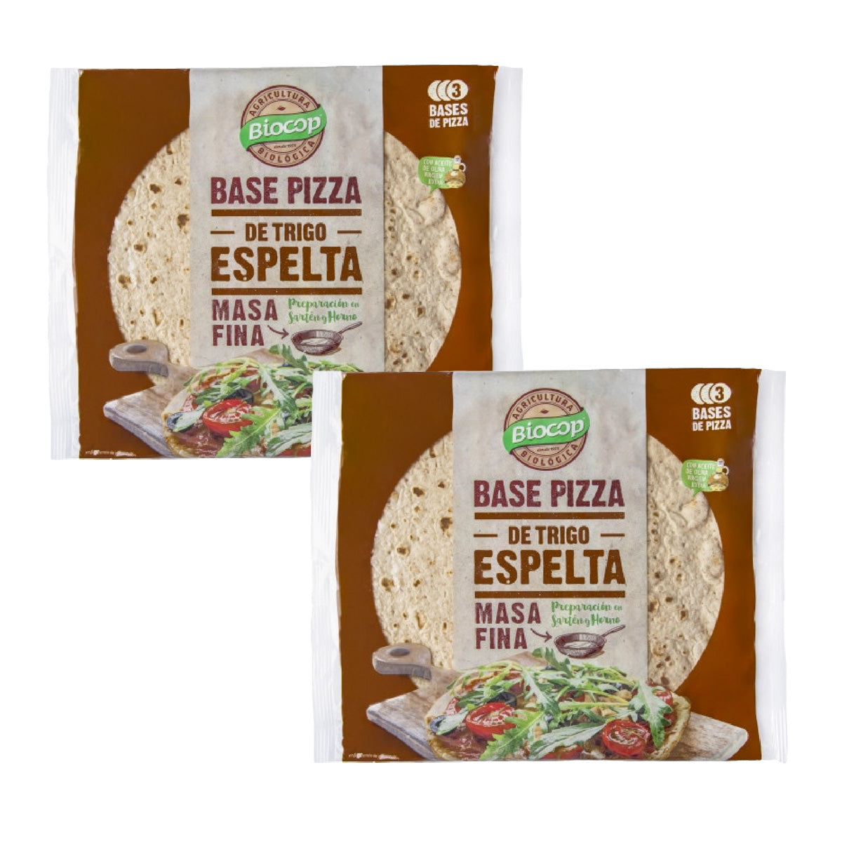 2er-Pack Dinkel-Pizzaböden Biocop (3 Böden) 390 g
