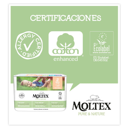 Pack économique de couches T2 (3-6 kg) Moltex Pure & Nature, 144 unités