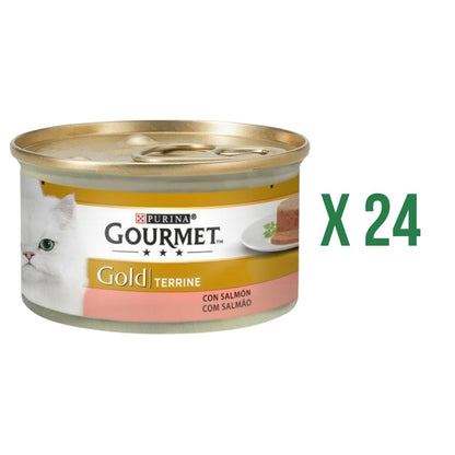 24-pack GOURMET GOLD burk med lax, våtfoder 85 g