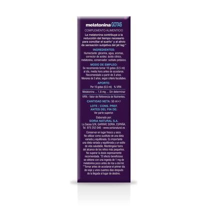 Pack 2X Mélatonine en gouttes 100 % pure Soria Natural 50 ml