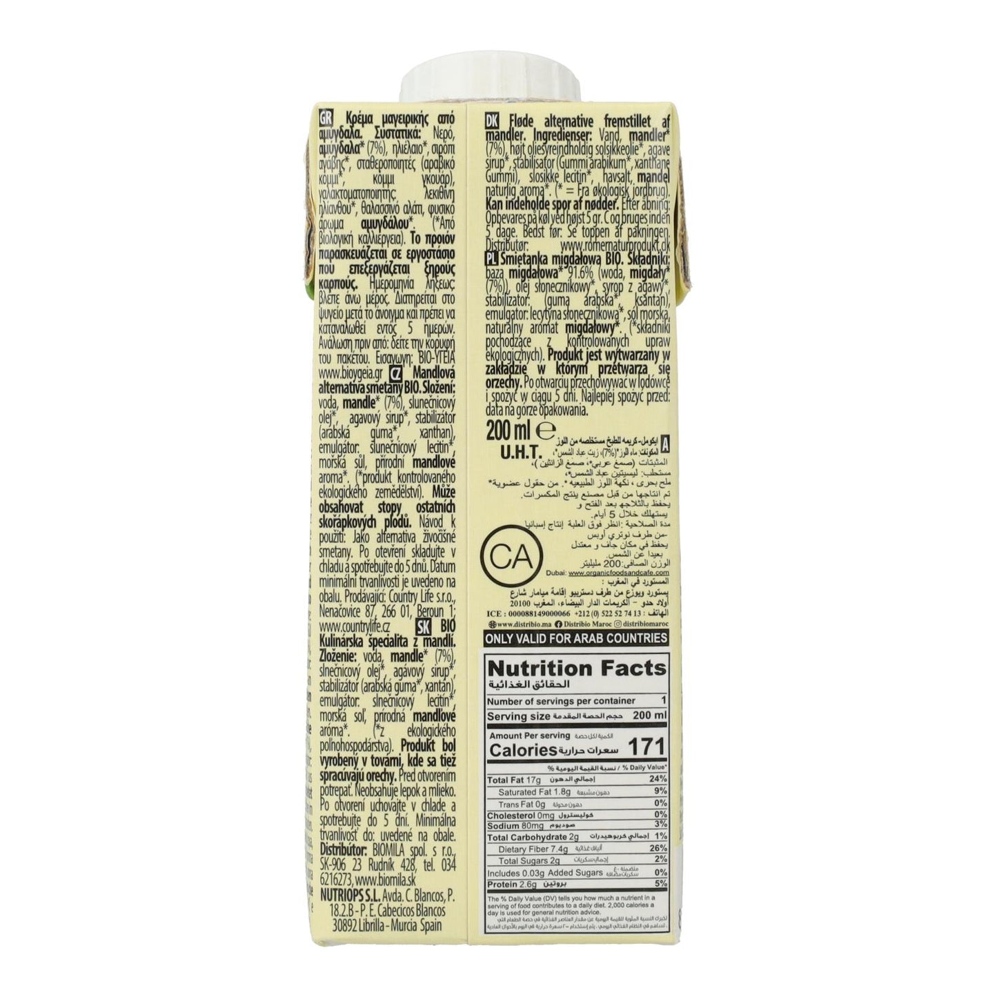 Préparation culinaire Ecomill Amande Cuisine 200 ml