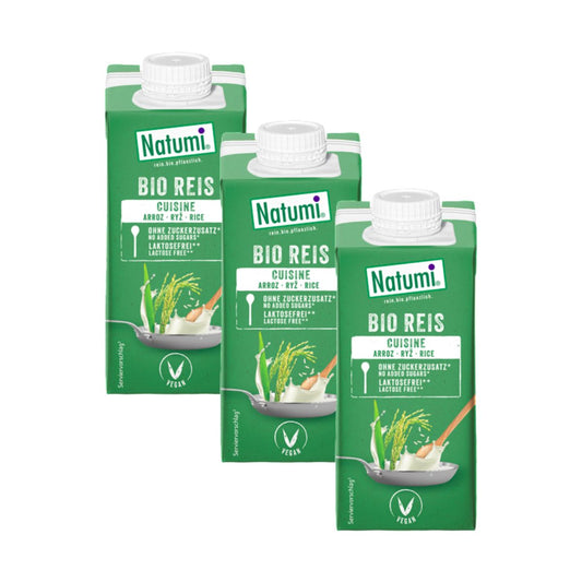 3er-Pack Bio-Reis-Kochcreme Natumi 200 ml
