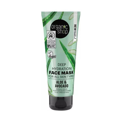 Feuchtigkeitsspendende Gesichtsmaske mit Avocado und Aloe, Organic Shop 75 ml