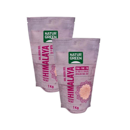 2er-Pack feines Himalaya-Rosasalz Naturgreen 1 kg