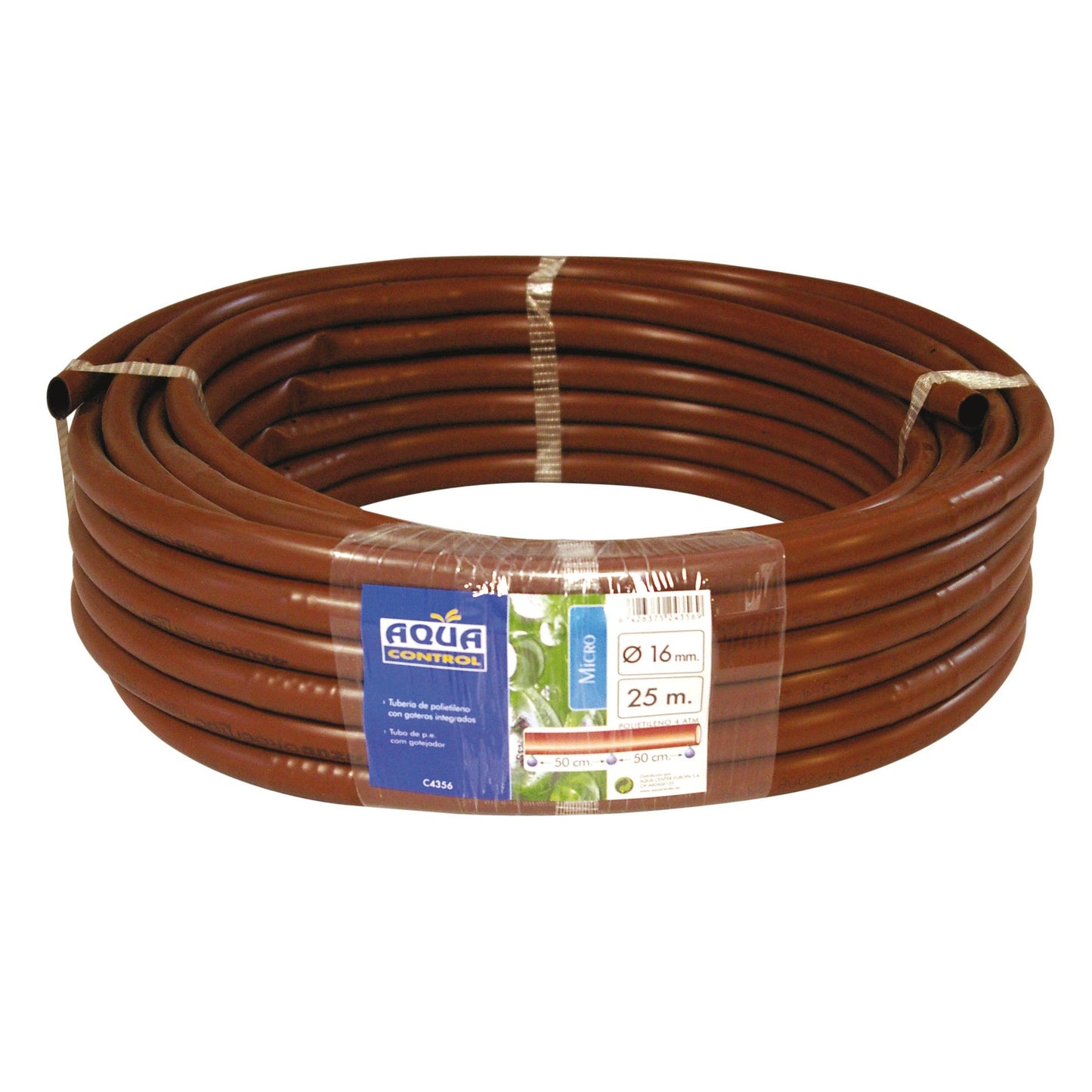 Brown pipe with integrated drippers 16 mm 25 m
