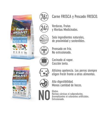 Fresh Senior Light Turkey & White  Arquivet 2,5 kg Aliment semi-humide pour chiens
