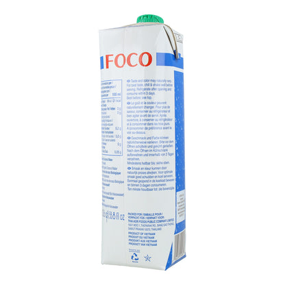 Confezione da 6 bottiglie di acqua di cocco pura 100% naturale Foco 1L