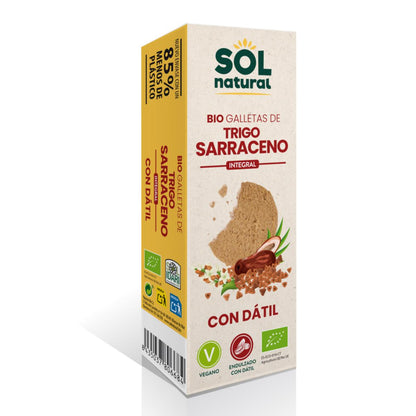 Ciasteczka pełnoziarniste z kaszy gryczanej słodzone daktylami bio Sol Natural 170 g