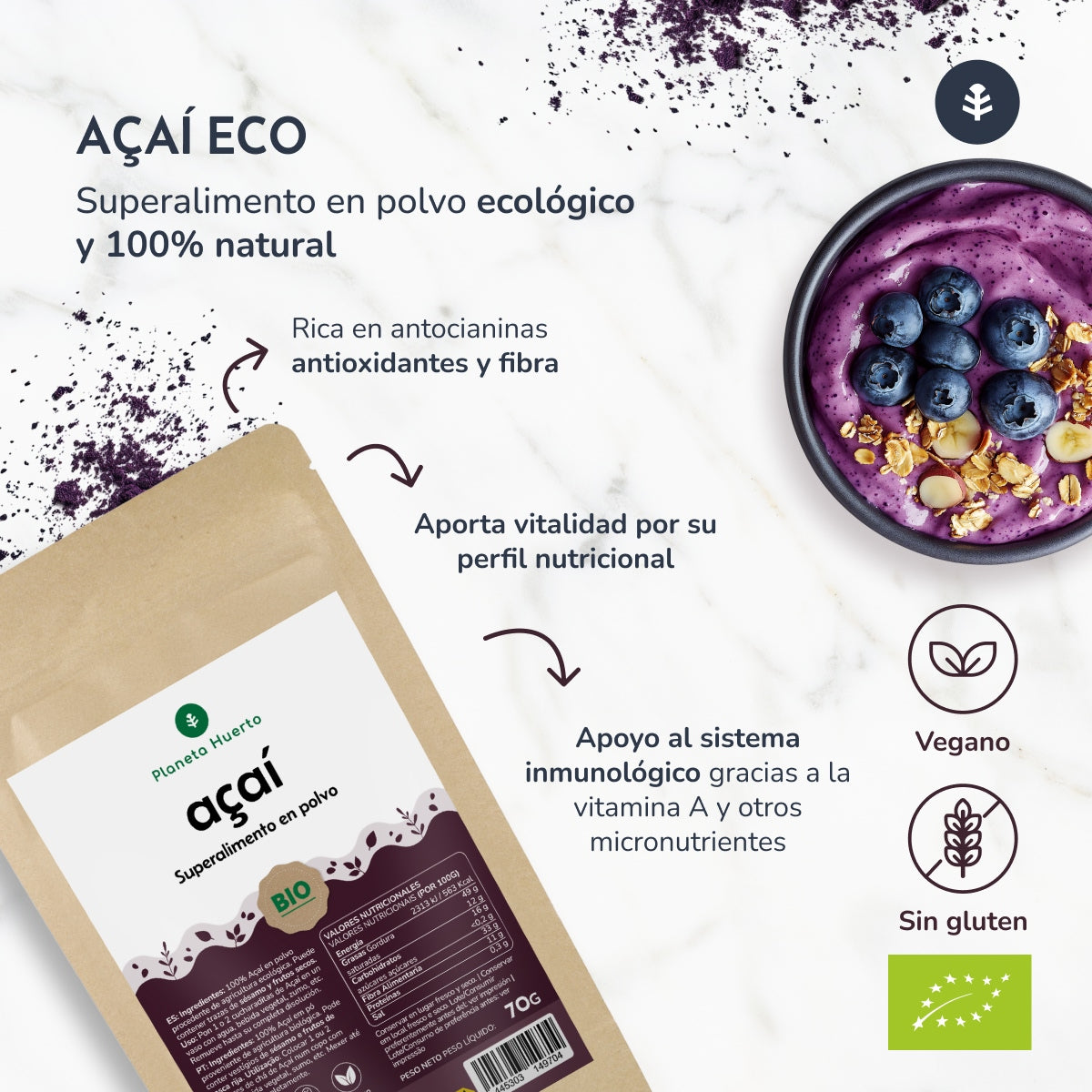 Açaí in polvere ECO Planeta Huerto 1 kg